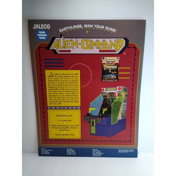 Alien Command Arcade Game Flyer Jaleco 1993 Vintage Artwork 8.5" x 11" - Picture 2 of 3